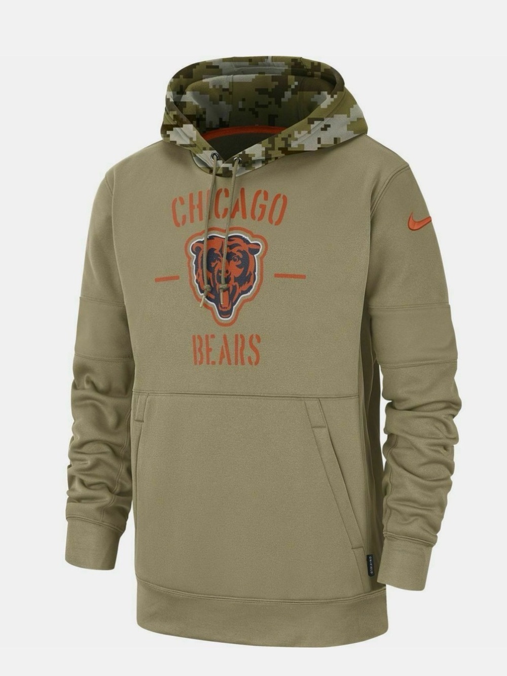 Nike Olive Green Chicago Bears Camo-Trim Hoodie youth small